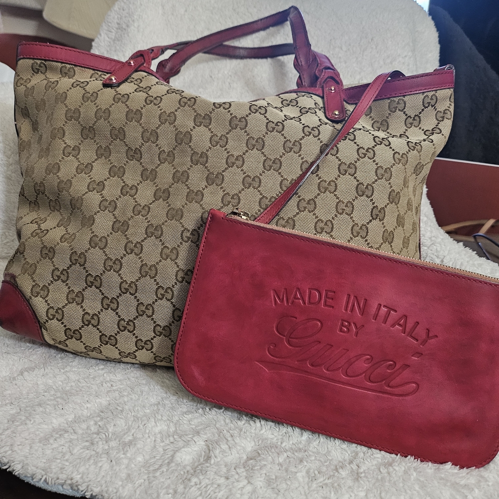 Gucci Beige and Red Women's Tote Bag